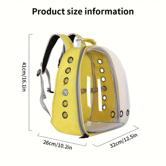 Bird Carrier Backpack Transparent Parrot Cage Backpack with Wooden Perch – Breathable Travel Shoulder Bag for Parrots, Magpies & Small Pet Birds, Outdoor Outing Carrier