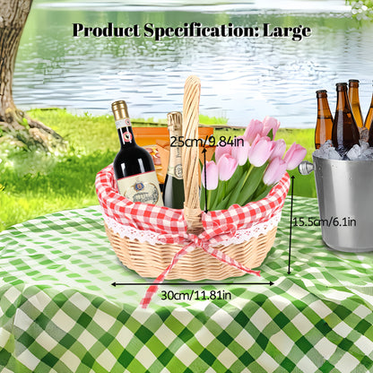 Picnic Basket Wicker | Retro Handheld Basket Camping Photo Gift Party
