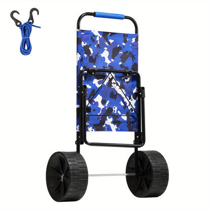 Folding Beach Cart with Balloon Wheels – 165LBS Capacity Sand Dolly for Camping Fishing Picnic Garden