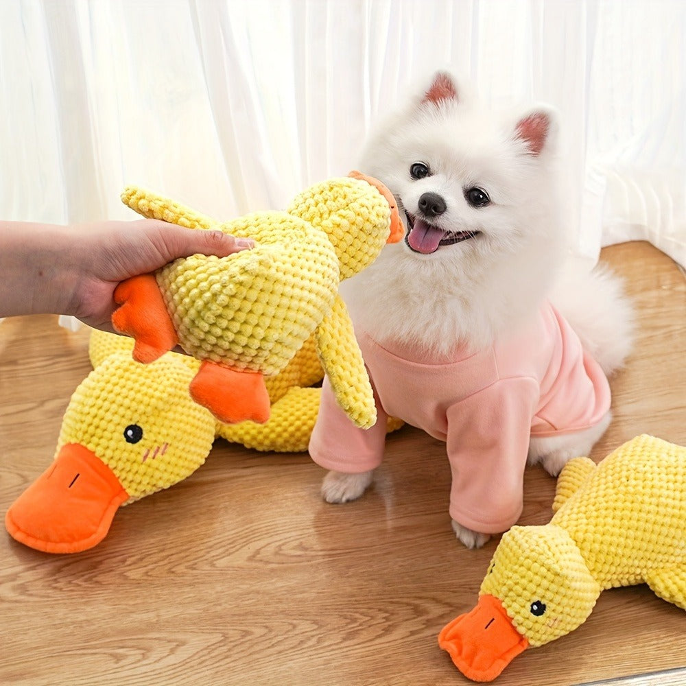 Dog Toy Large Yellow Duck Plush with Built-In Squeaker for Chew, Fetch, Tug and Cuddle Play
