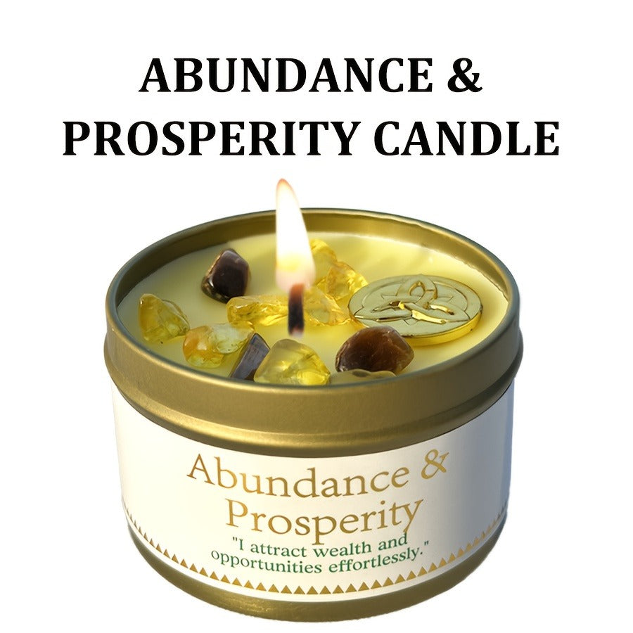 Crystal-Style Tin Candle with Eleven Intention Labels and One- or Two-Piece Checkout Options