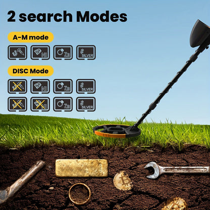 LCD Metal Detector with 8-Inch Search Coil, Adjustable Shaft and Green, Yellow or Basic-Version Options