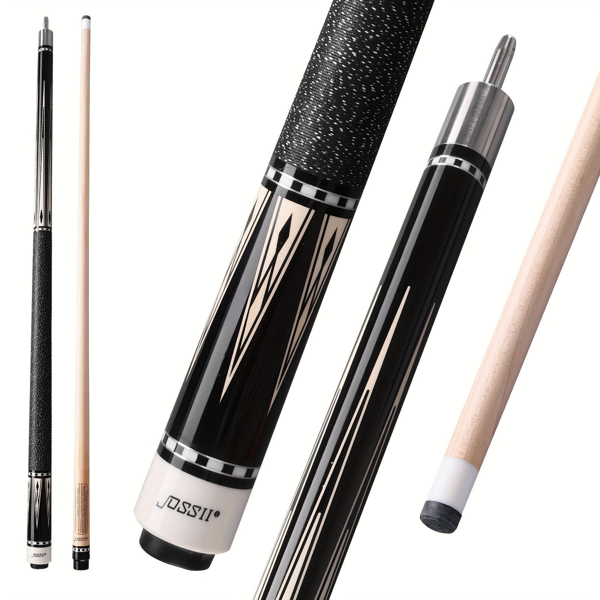 58-Inch Canadian Maple Pool Cue with 12.5mm Tip, Irish-Linen Wrap and Five SA-Series Design Codes