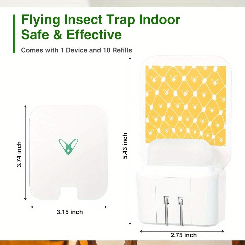 Plug-In Flying Insect Trap Pest Control Device with UV Light, Sticky Boards and 10 or 20 Pad Options for Indoor Use