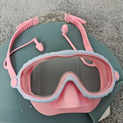 Oversized Swimming Goggles with Single-Lens Mask Frame, Adjustable Strap and Pink or Blue Color Options