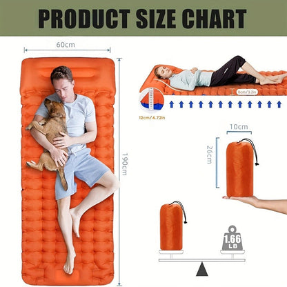Camping Sleeping Pad Inflatable & Self-Inflating – Ultralight TPU Nylon Mat with Built-In Pump, Single & Double Size for Backpacking, Hiking, Travel