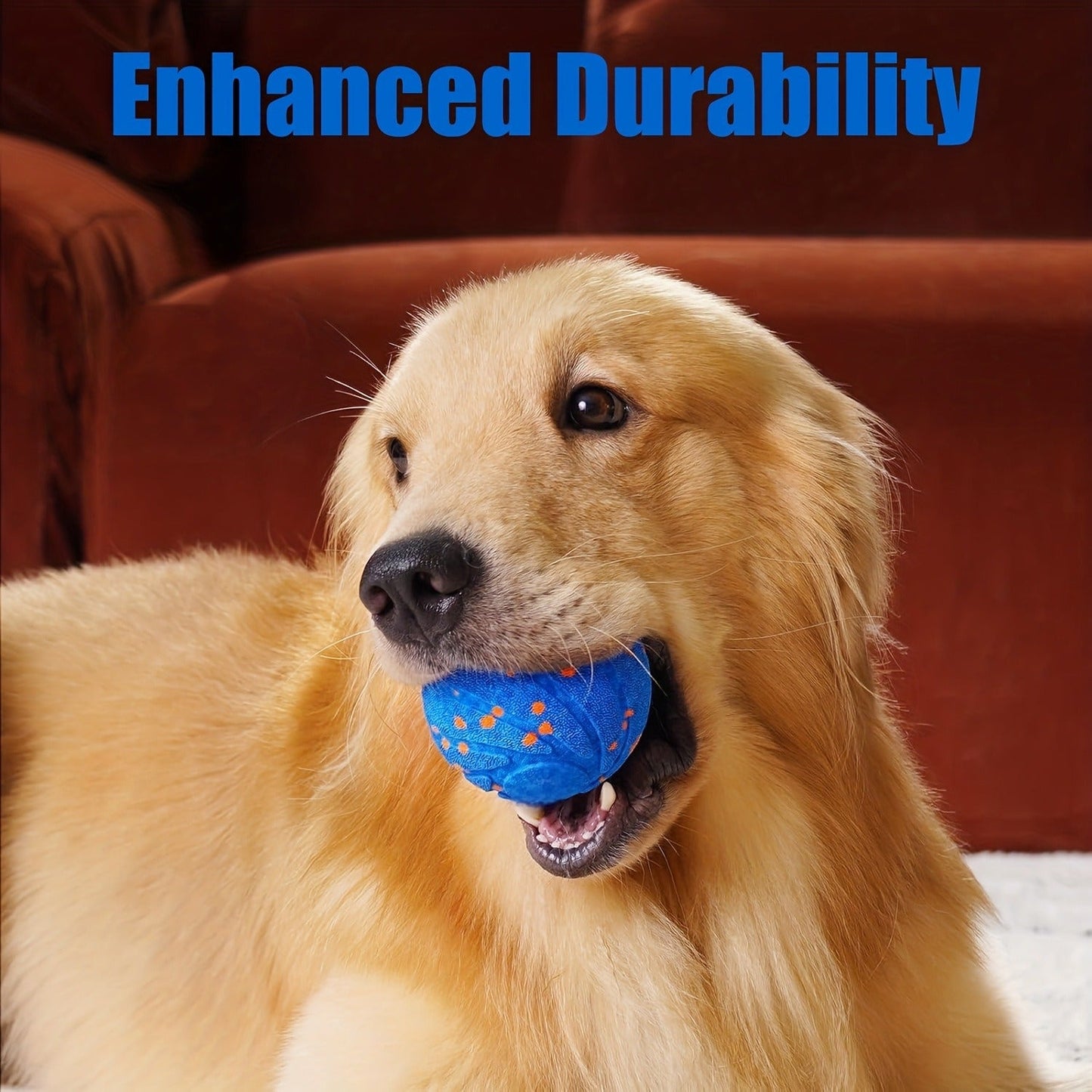 Dog Toy Motion-Activated E-TPU Ball with Auto-Rolling, Rotating and Bouncing Modes in Blue or Orange
