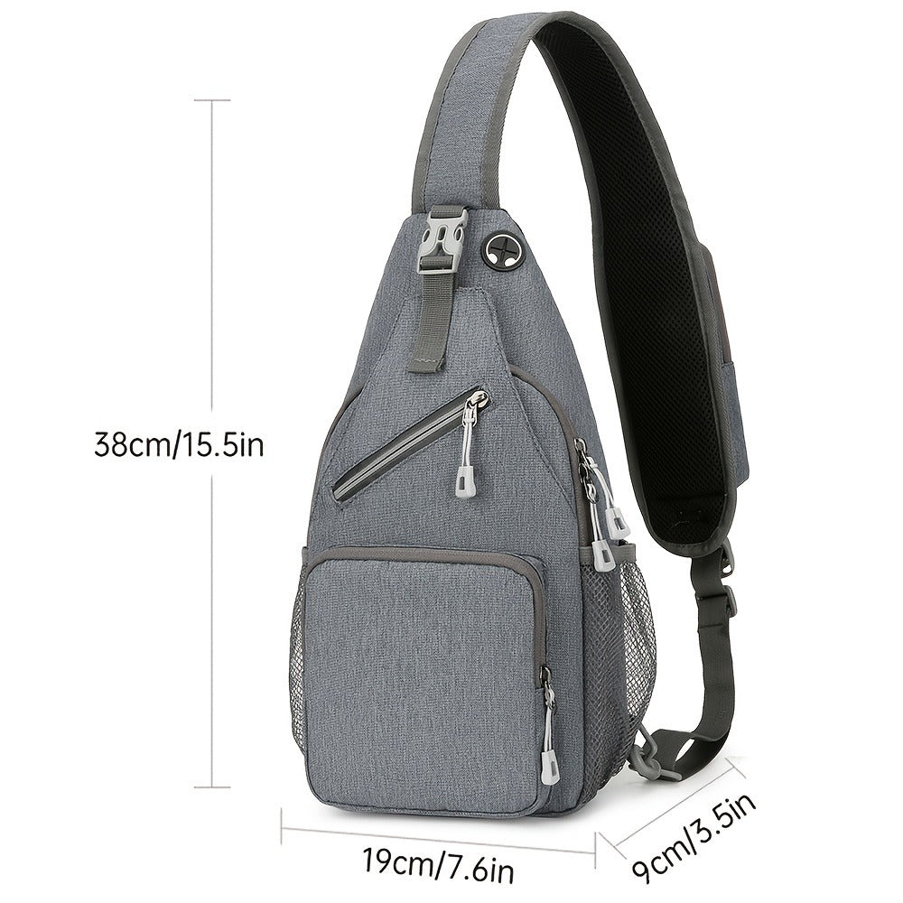 Sling Bag Two-Pack in Light Gray and Navy Oxford Cloth with Crossbody Chest Carry and Zipper Closure