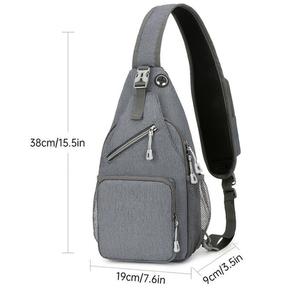 Sling Bag Two-Pack in Light Gray and Navy Oxford Cloth with Crossbody Chest Carry and Zipper Closure