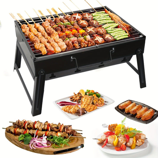 Portable Folding Charcoal Grill Smokeless BBQ Grill for Camping Picnic Backyard Garden Patio Outdoor Cooking Compact Durable Iron Barbecue Grill