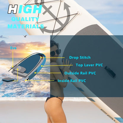 10.6-Foot Inflatable Stand-Up Paddle Board Kit with Six Graphics, Paddle, Pump, Bag, Leash and Fin
