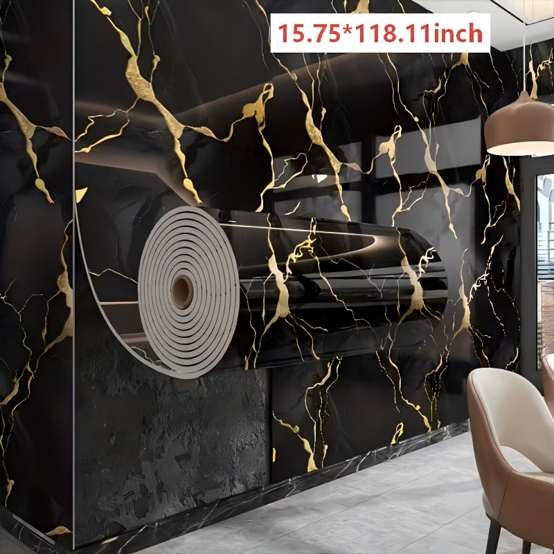 Marble-Look Peel-and-Stick Wall Covering in Four Patterns and Two Roll Lengths, 15.75 Inches Wide