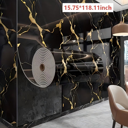 Marble-Look Peel-and-Stick Wall Covering in Four Patterns and Two Roll Lengths, 15.75 Inches Wide