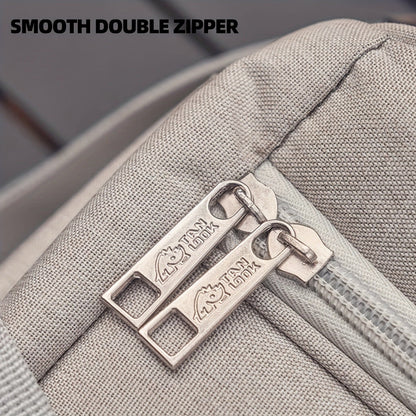Zippered Picnic Carrier Bag with Dual Handles, Shoulder Strap, Front Pocket and Displayed 16.14-Inch Length