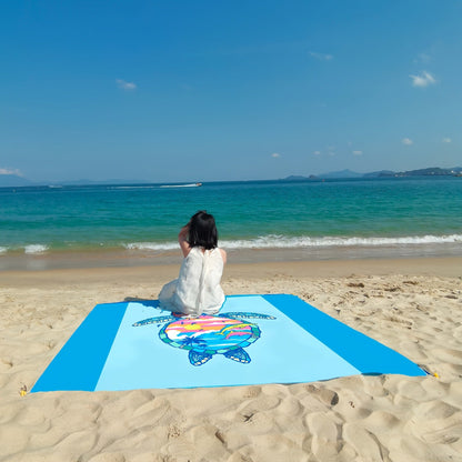 Printed Beach Mat with 19 Exact Size-and-Pattern Options, 198 x 205cm to 275 x 305cm with Stakes and Pouch