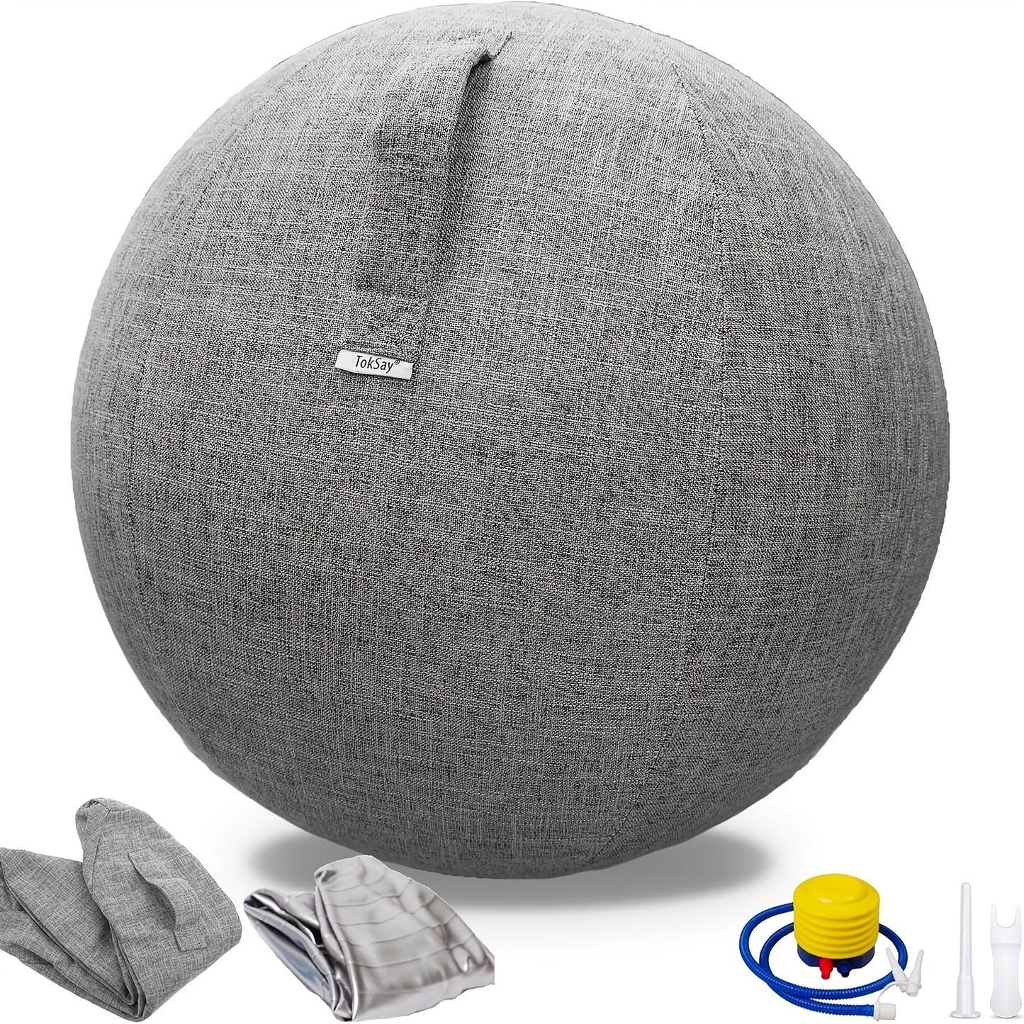 Fitness Equipment 65cm Exercise Ball Chair with Fabric Cover, Carry Handle, Pump and Two Color Options