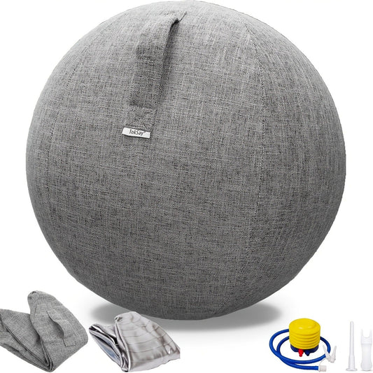 Fitness Equipment 65cm Exercise Ball Chair with Fabric Cover, Carry Handle, Pump and Two Color Options