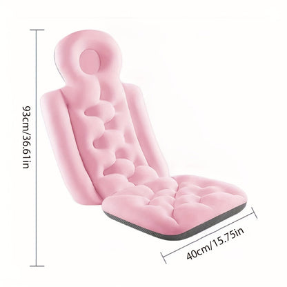 Pink Full-Body Bathtub Cushion in 93 × 40 cm Size with Contoured Headrest and Hanging Loop