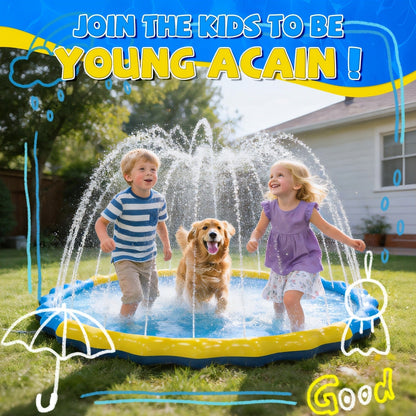 Splash Pad Sprinkler for Kids – Extra Large Inflatable Wading Pool Outdoor Water Play Mat Toy for Toddlers & Children Ages 3+, Thickened Non-Slip