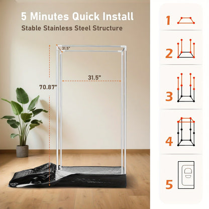 Portable Steam Sauna Box 1200W Full Body Sauna Tent with Folding Chair, 101oz Steam Generator, Oversized 2.6x2.6x5.9ft Home Spa for Muscle Recovery