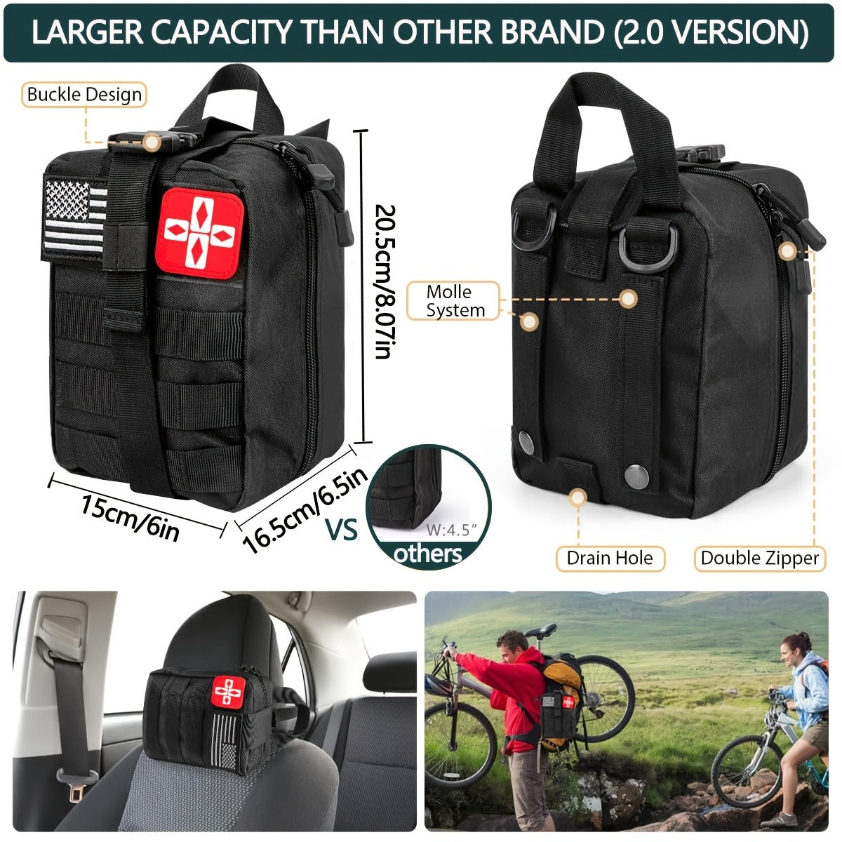 272-Piece Outdoor Tool and First Aid Supply Kits with Crossbody or MOLLE Bags in Four Configurations