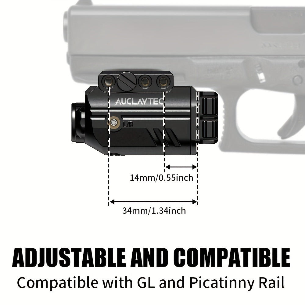 Pistol Light Laser Combo 500 Lumens – Green Red Blue Laser Sight, 5 Modes, USB-C Rechargeable, Fits Subcompact & Compact Handguns, Adjustable Rail Mount Weapon Light