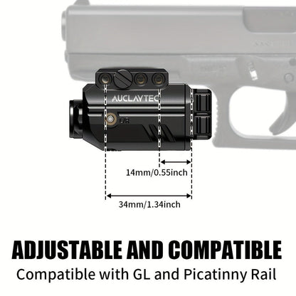 Pistol Light Laser Combo 500 Lumens – Green Red Blue Laser Sight, 5 Modes, USB-C Rechargeable, Fits Subcompact & Compact Handguns, Adjustable Rail Mount Weapon Light
