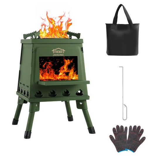 Foldable Wood Burning Camp Stove, Portable Outdoor Cooking Rocket Stove for Camping, Hiking, Picnics, BBQ & Travel – Compact Pot Stove for Wild Cooking
