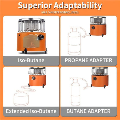 Portable Propane Camping Stove Heater 9000 BTU, 3-in-1 Indoor Outdoor Gas Burner with Adjustable Flame, Carrying Case, Emergency Preparedness