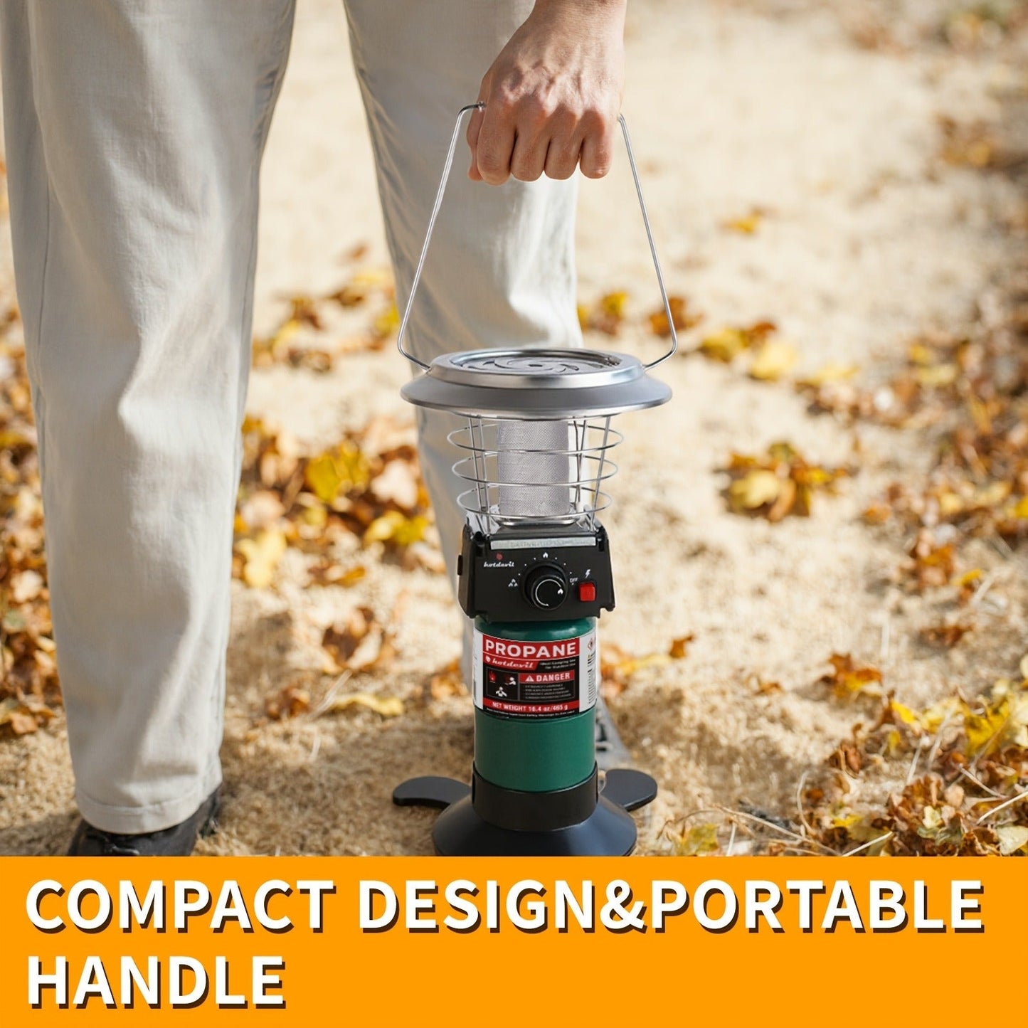 360-Degree Propane Heater with Four-Leg Base, Carry Handle, Pulse Ignition and Removable Top Plate
