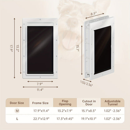 Dog Door 3-Flap Magnetic Pet Door for Interior & Exterior Doors or Wall – Heavy Duty Insulated Doggie Door with Closing Panel, Medium & Large, Fits Dogs 45–100 lbs, White & Black