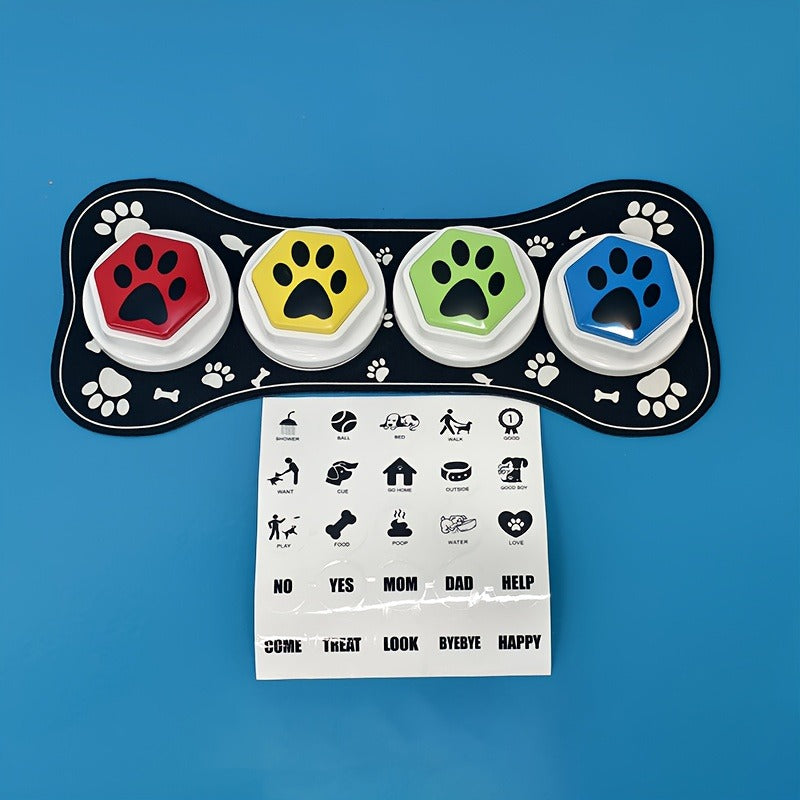 Dog Communication Buttons for Talking - Pet Training Buttons with Mat, Recordable Dog Talking Button Set, Durable Easy-Clean, No Battery Required