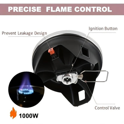 Backpacking Stove Cooking System with Pot Piezo Ignition 1KW Isobutane Burner 1.2L Pot Brackets Included Lightweight Portable for Hiking Camping Fishing Hunting
