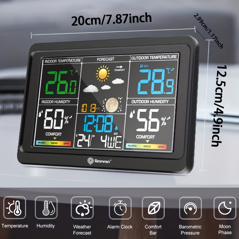 Wireless Indoor and Outdoor Weather Station with Color LCD, Remote Sensor, Barometer and Moon Phase
