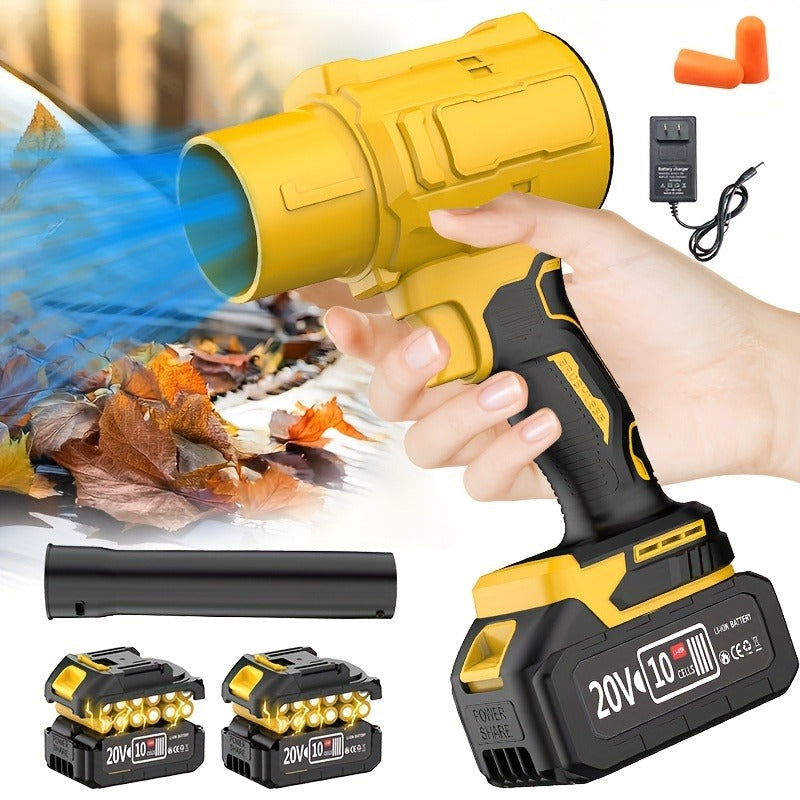 20V Cordless Leaf Blower with 50,000 RPM Marking, Yellow or Green Body and Six Dual-Battery Package Options