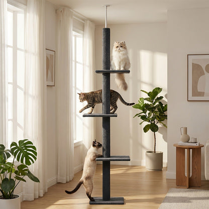 90-107.9-Inch Floor-to-Ceiling Cat Tree with Four Platforms, Tension Post and Five Style Options