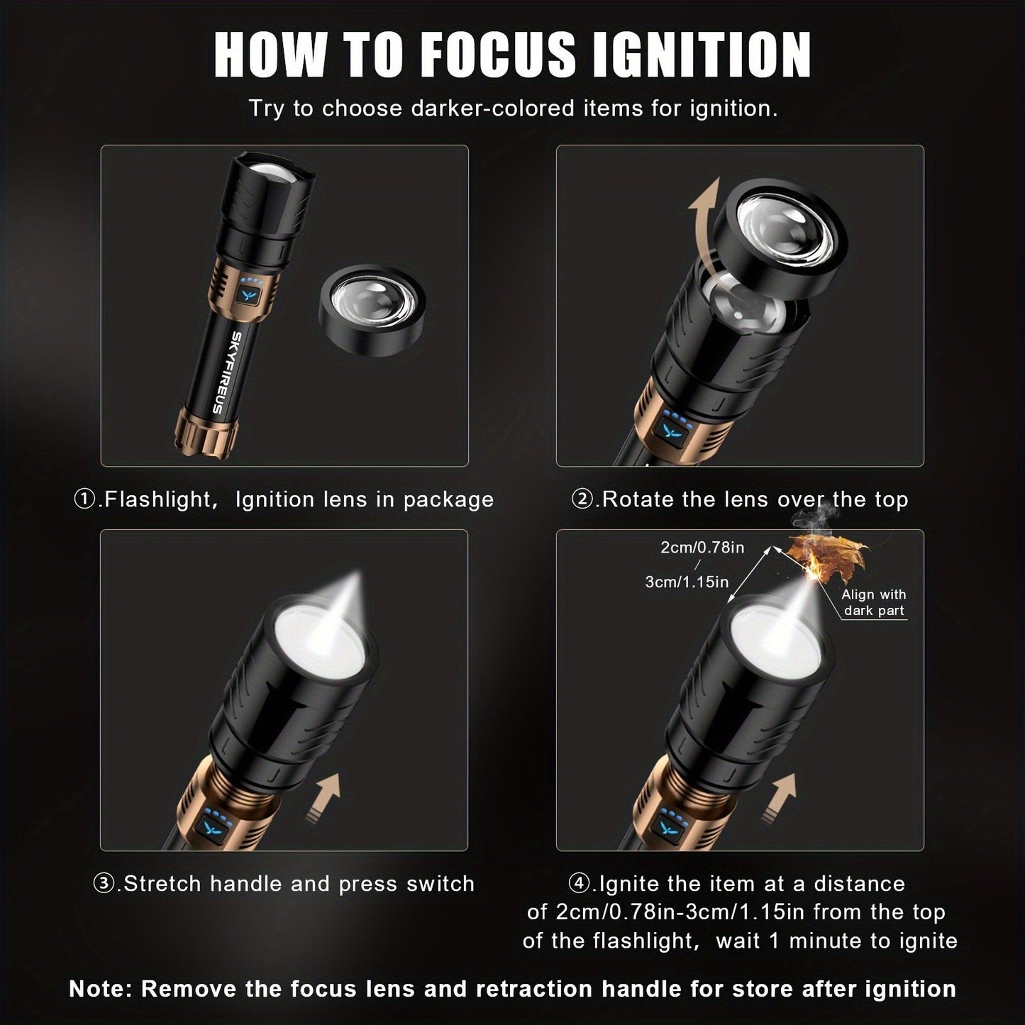 Flashlight Zoomable Rechargeable Cycling Light with Four Modes and Seven Listed Kit Configurations