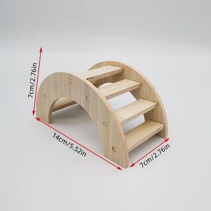 Hamster Cage Accessories 6-Piece Wooden Set - Running Wheel, Villa House, Swing, Nesting House for Hamsters Guinea Pigs Gerbils - Natural Wood Small Animal Habitat Enrichment Toys & Cage Supplies