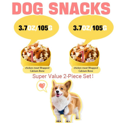 Chicken & Duck Wrapped Bone Biscuits Dog Treats – Hypoallergenic Grain-Free High Protein Low Fat for Small Medium Large Dogs