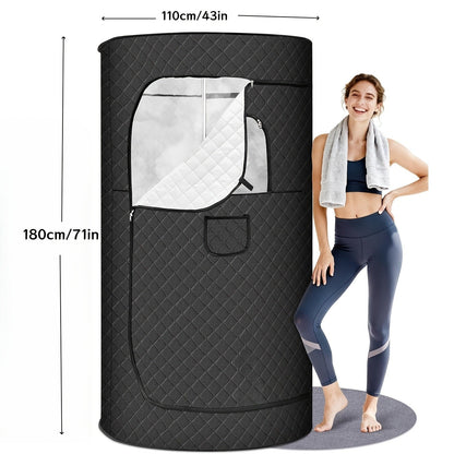 Home Steam Sauna Tent 1200W Personal Spa Box with 10-Min Fast Heating, 9 Heat Levels, 101oz Steamer, Folding Chair & Remote Control for Full Body Relaxation