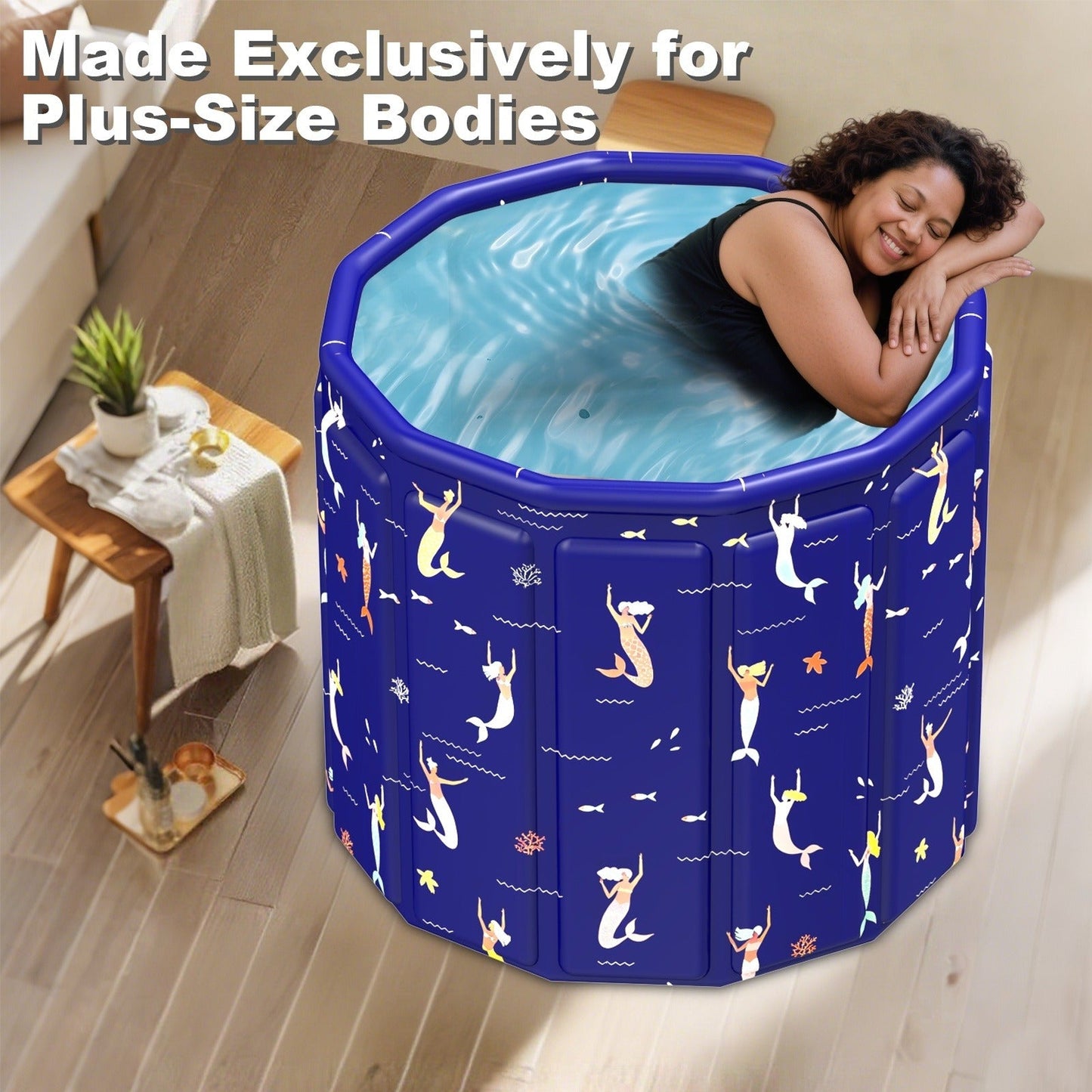 Foldable Bathtub 130 Gallon XL Deep Soak Tub for Adults – Ice Bath & Hot Spa, Indoor Outdoor, One-Piece Fold-Flat Design 31.5"x31.5"x26"