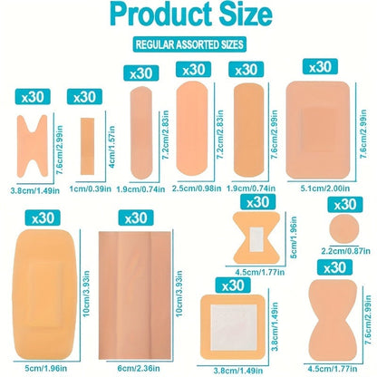 360-Piece Assorted Adhesive Bandage Set with Regular, Fingertip and Knuckle Shapes in 8 or 12 Styles