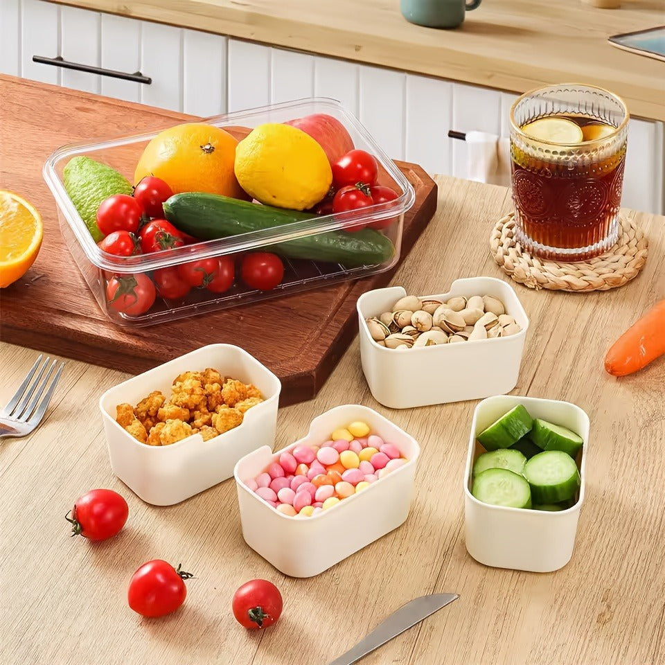 Snack Tray with Lid & Separate Compartments 2-Pack Portable Bento Box – BPA-Free PET Dishwasher Safe Divided Platter for Picnic Lunchbox Party Office Travel Kids