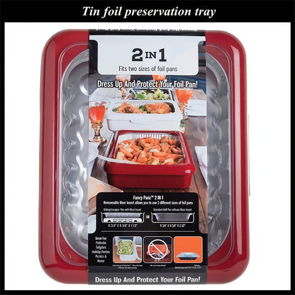 Foil Pan Carrier with Lid 2 in 1 Stackable Food Storage Set BPA Free Dishwasher Safe Portable Casserole Holder for Potluck BBQ Picnic Tailgate Meal Prep Party