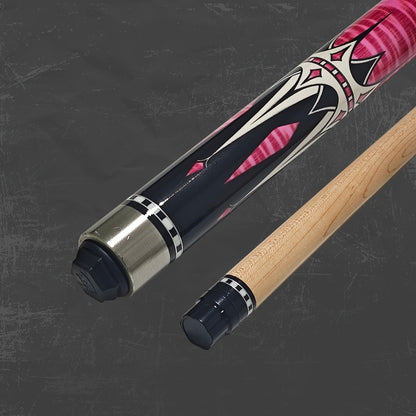 Two-Piece Carbon Fiber Pool Cue with Metal Joint, Wrap Section and Pink or Blue Graphic Designs
