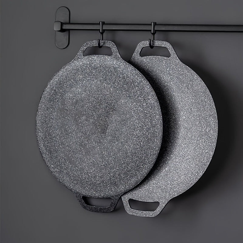 Korean BBQ Grill Pan Cast Iron 3-Piece Set – Non-Stick Portable Fry Pan for Indoor & Outdoor Use | Even Heat, Induction & Gas Compatible | 14.17", 13" & 11.81" for Steak, Pancakes & Camping