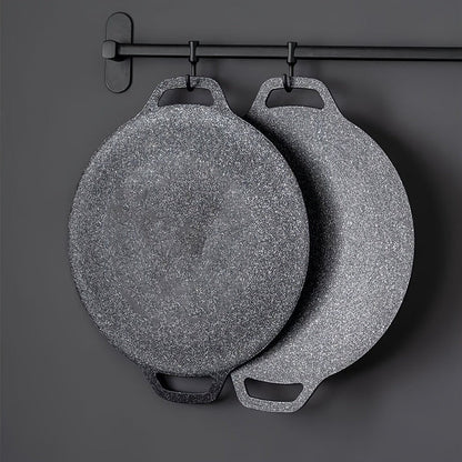 Korean BBQ Grill Pan Cast Iron 3-Piece Set – Non-Stick Portable Fry Pan for Indoor & Outdoor Use | Even Heat, Induction & Gas Compatible | 14.17", 13" & 11.81" for Steak, Pancakes & Camping