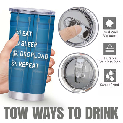 Truck Driver Tumbler 20oz Stainless Steel Insulated Coffee Cup with Lid Birthday Gift for Husband Son Grandpa Nephew Farmer Truck Driver Men