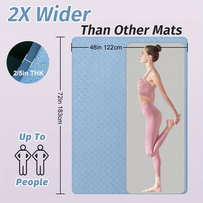 Extra Large TPE Yoga Mat 6’×4’ – 10mm Extra Thick Non-Slip Exercise Mat with Alignment Lines, Double-Sided Grip, 24 Sq Ft Professional Yoga Mat for Women & Men, Home Workout, Pilates & Gym