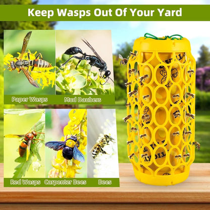 Wasp Trap Outdoor Hanging Reusable Yellow Jacket Trap Carpenter Bee Hornet Catcher with Sticky Bait Killer for Garden Patio Outside